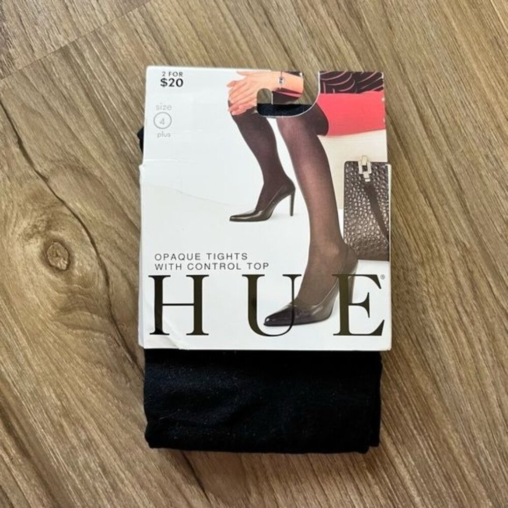 HUE Control Top Opaque Tights Pantyhose Hosiery 4 Plus